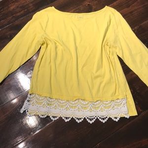 3/4 Sleeve Lace Fringe Top